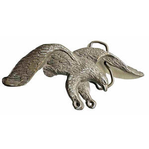American Bald Eagle Metal Belt Buckle With Patina Flying in attack landing mode